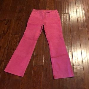 Pink lined suede leather large flare pants